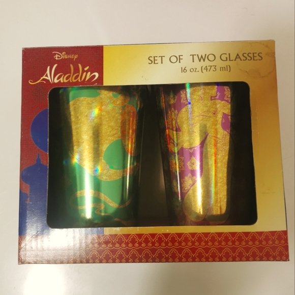 Disney Aladdin 2 Piece Glasses Set Genie and Jasmine - Picture 1 of 3